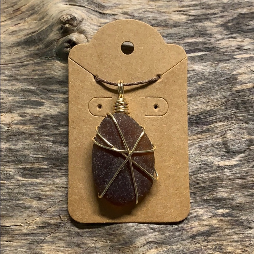 Genuine Brown sea glass pendant